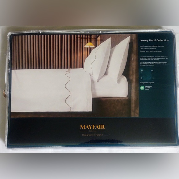 🎁MAYFAIR London Luxury Hotel Collection Sheet Set-King-Satin Stitch Embroidery - Picture 2 of 5